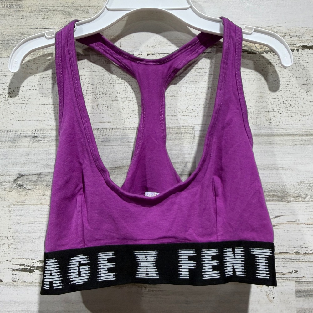 Savage X Fenty Bralette Women XL Purple Logo Racerback Athleisure EUC